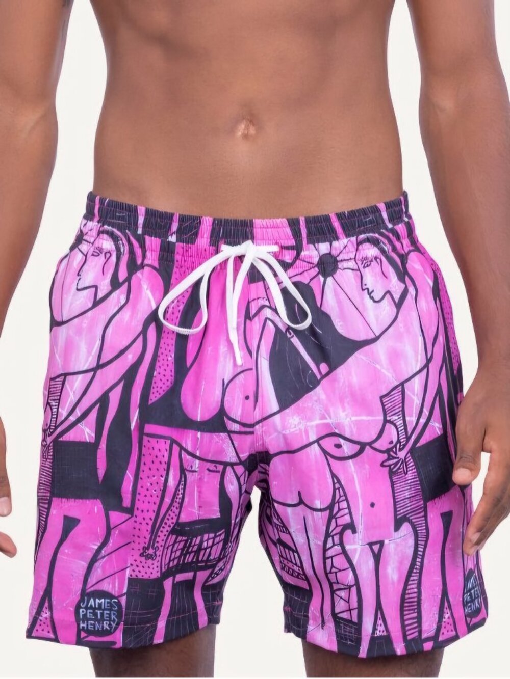 Swiminista Swim Trunks Men's XL Boardshorts Black & Pink x James Peter Henry NWT